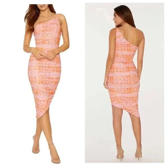 NWT Likely Lizzy One-Shoulder Mesh Midi Dress size 12 - Picture 1 of 10